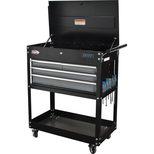 Chariot utilitaire, 4 tiroirs, 18" lo x 33" la x 39" h, Noir Sidevic Inc.