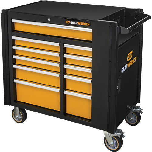 Chariot &agrave; outils &eacute;lectrique, 11 tiroirs, 42-1/2" la x 24-7/16" p x 41" h, Noir/Orange Sidevic Inc.