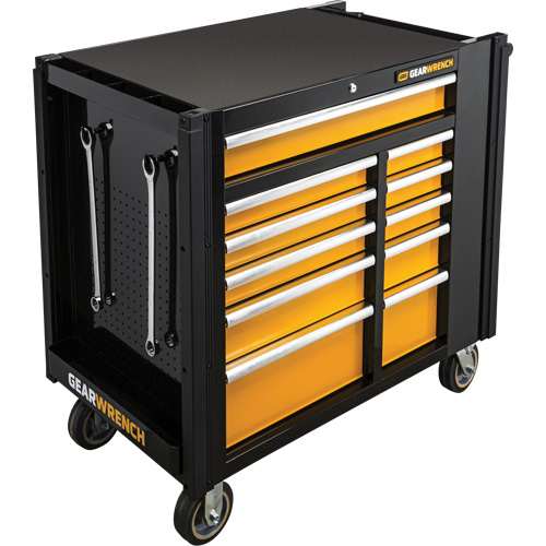 Chariot &agrave; outils &eacute;lectrique, 11 tiroirs, 42-1/2" la x 24-7/16" p x 41" h, Noir/Orange Sidevic Inc.