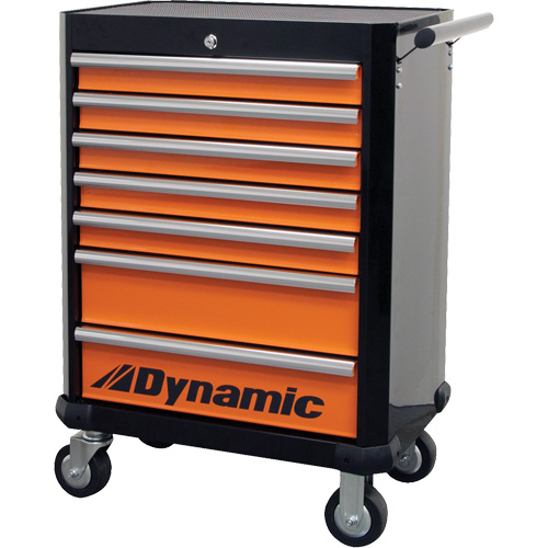 Armoire roulante, 7 tiroirs, 28" la x 18" p x 40" h, Noir/Orange Sidevic Inc.