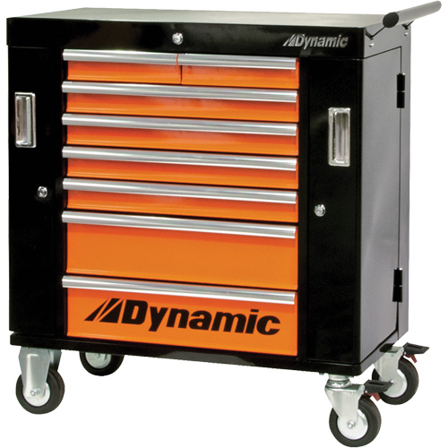 Armoire roulante, 8 tiroirs, 36" la x 18" p x 39-1/4" h, Noir/Orange Sidevic Inc.