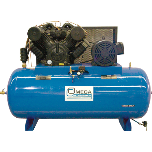 Compresseurs d'air s&eacute;rie industrielle - Compresseurs horizontaux - Deux &eacute;tages, 200 gal. (240 gal. US) Sidevic Inc.