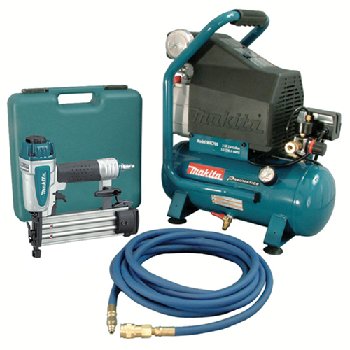 Air Compressor and Brad Nailer Kit, Electric, 2.6 Gal. (3.1 US Gal), 130 PSI, 120/1 V Sidevic Inc.