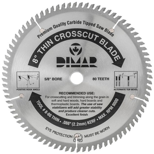 Industrial Saw Blade - Crosscut Thin Kerf, 8", 80 Teeth, Wood Use Sidevic Inc.