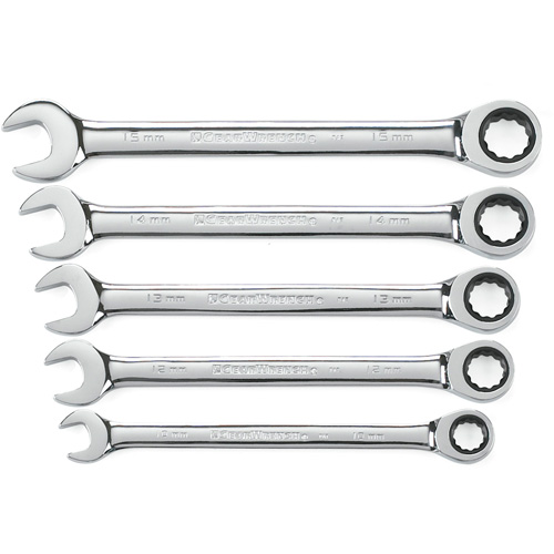 72-Tooth 12 Point Ratcheting Wrench Set, Combination, 5 Pieces, Metric Sidevic Inc.
