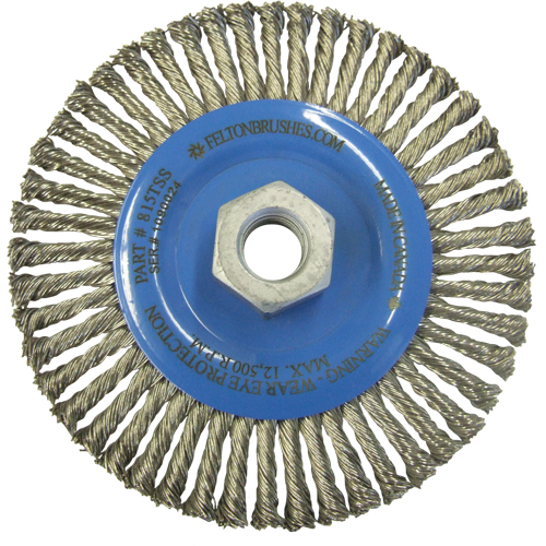 Wire Wheel Brushes, 5-7/8" Dia., 0.02" Fill, 5/8"-11 Arbor, Stainless Steel Sidevic Inc.
