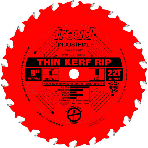 Lames de scie industrielle TCS - refente/coupe en travers &agrave; voie &eacute;troite, 9", 22 dents, Pour Bois Sidevic Inc.