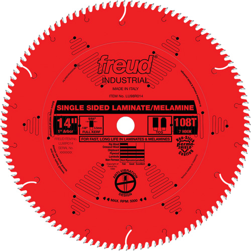 Lames de scie industrielle TCS pour panneaux de particules, 14", 108 dents, Pour Stratifi&eacute; Sidevic Inc.