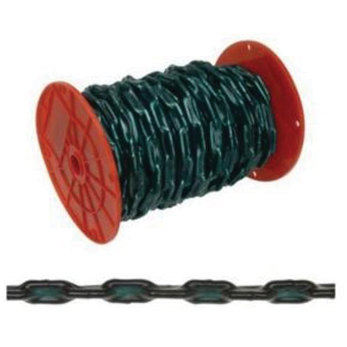Straight Link Coil Chain with Green Sleeve, Low Carbon Steel, 2/0 x 60' (18.3 m) L, 520 lbs. (0.26 tons) Load Capacity Sidevic Inc.