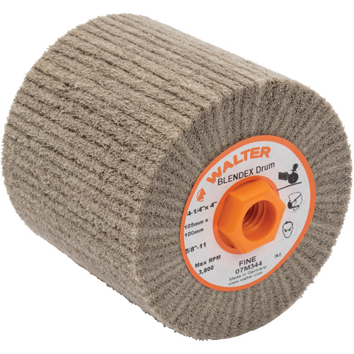 ALLSTEEL Blendex Surface Conditioning Drum, 4-1/4" Dia. x 4" W, 5/8"-11 Arbor, Fine Grit Sidevic Inc.