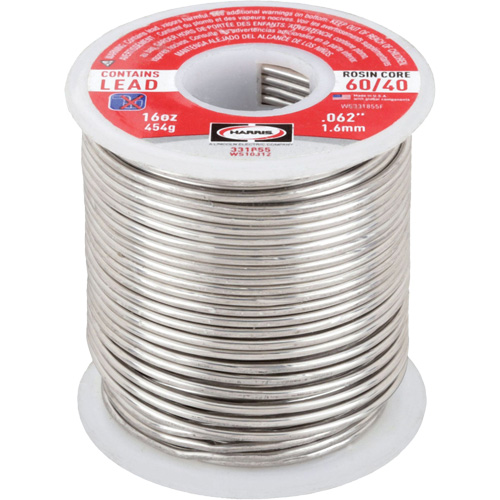 Brasure au plomb 60/40 &agrave; noyau de colophane, &agrave; base de plomb, 60 % d'&eacute;tain, 40 % de plomb, &acirc;me Colophane, dia. 1/16" Sidevic Inc.