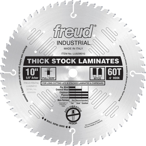 Lames de scie industrielle pour panneaux de particules, 10", 60 dents, Pour Stratifi&eacute; Sidevic Inc.