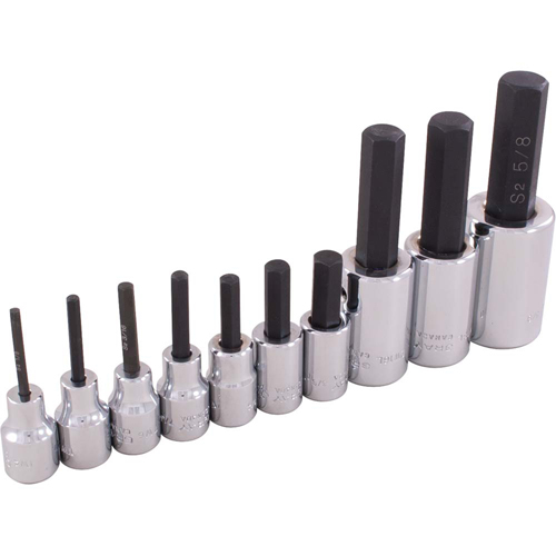 Hex Head Socket Set, Hex, 1/2"/3/8" Drive, 10 Pcs Sidevic Inc.