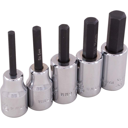 Hex Head Socket Set, Hex, 3/8" Drive, 5 Pcs Sidevic Inc.