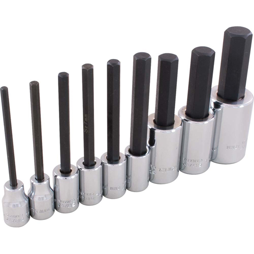 Hex Head Socket Set, Hex, 1/2"/3/8" Drive, 9 Pcs Sidevic Inc.