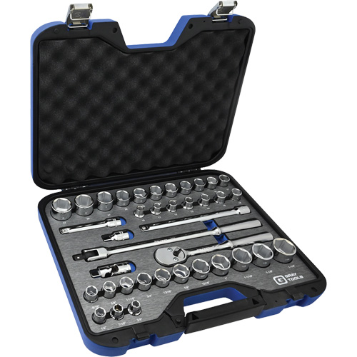 SAE & Metric Socket & Attachments Set, 38 Pcs, 1/2" Drive Size Sidevic Inc.