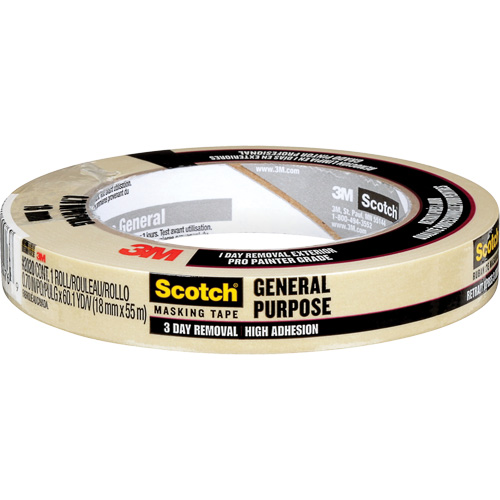 Scotch&reg; Contractor Grade Masking Tape 2020, 18 mm (3/4") x 55 m (180'), Beige Sidevic Inc.