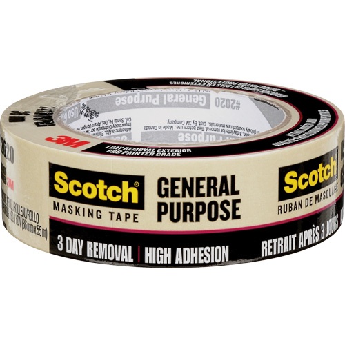 Scotch&reg; Contractor Grade Masking Tape 2020, 36 mm (1-1/2") x 55 m (180'), Beige Sidevic Inc.