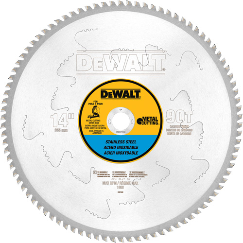 Lame de scie pour coupe d'acier inoxydable Metal Cutting, 14", 90 dents, Pour M&eacute;tal Sidevic Inc.