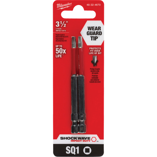 Embout de tournevis Shockwave Impact Duty, Carr&eacute;e, Embout #1, Prise 1/4", Longueur 3-1/2" Sidevic Inc.