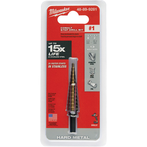 Foret &eacute;tag&eacute;, 1/8"/#1 - #1/1/2", Incr&eacute;ments de 1/32", Acier rapide au cobalt Sidevic Inc.