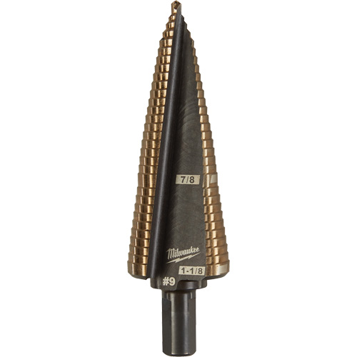 Step Drill Bit, 7/8"/#9 - 1-1/8"/#9 , 1/32" Increments, High Speed Cobalt Sidevic Inc.