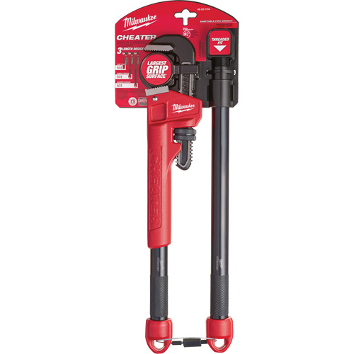 Cheater Adaptable Pipe Wrench, 2-1/2" Jaw Capacity, 18"/24"/10" Long, Powder Coated Finish, Ergonomic Handle Sidevic Inc.
