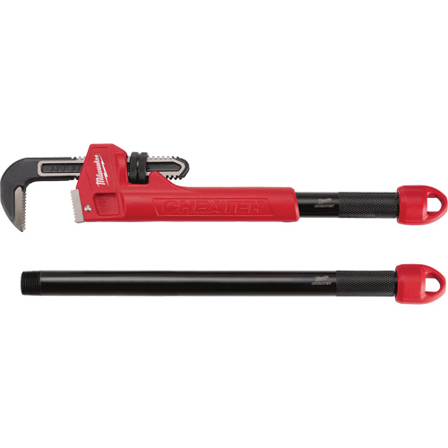 Cheater Adaptable Pipe Wrench, 2-1/2" Jaw Capacity, 18"/24"/10" Long, Powder Coated Finish, Ergonomic Handle Sidevic Inc.