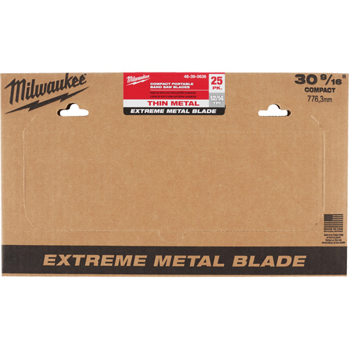 Extreme Metal Band Saw Blades, High Speed Steel, 30-9/16" L x 1/2" W x 0.02" Thick, 12/14 TPI Sidevic Inc.
