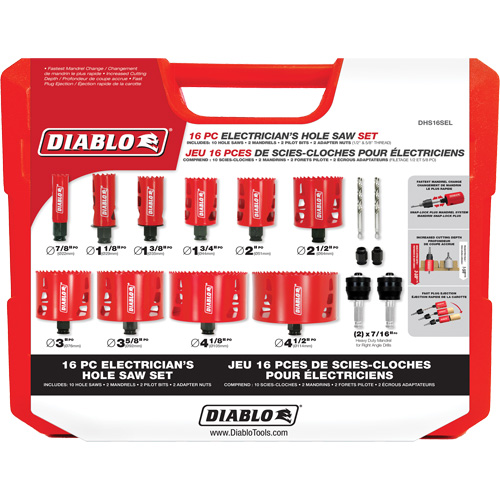 Electrician's Bi-Metal Hole Saw Set, 16 Pieces Sidevic Inc.