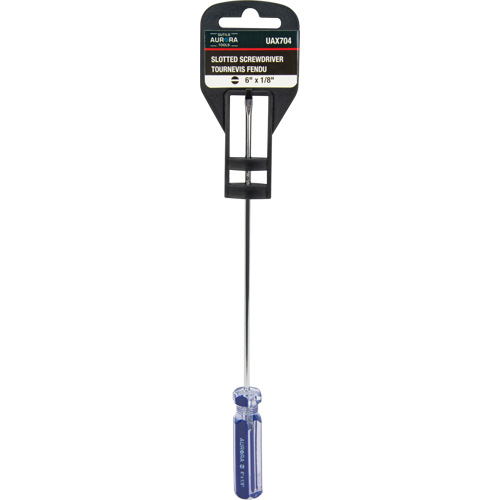 Blue Transparent Striped Slotted Screwdriver, 1/8" Tip, Round, Plastic Handle Sidevic Inc.