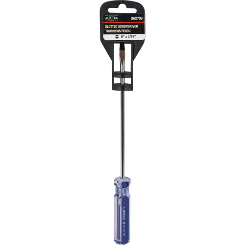 Tournevis &agrave; fente bleu transparent avec bandes, Tige de 3/16", Ronde, Prise en Plastique Sidevic Inc.
