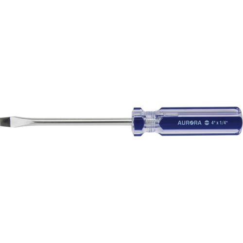 Tournevis &agrave; fente bleu transparent avec bandes, Tige de 1/4", Ronde, Prise en Plastique Sidevic Inc.