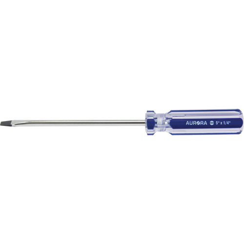 Tournevis &agrave; fente bleu transparent avec bandes, Tige de 1/4", Ronde, Prise en Plastique Sidevic Inc.