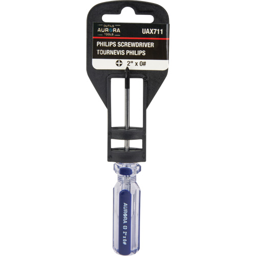 Tournevis Philips bleu transparent avec bandes, #0, Prise Plastique Sidevic Inc.