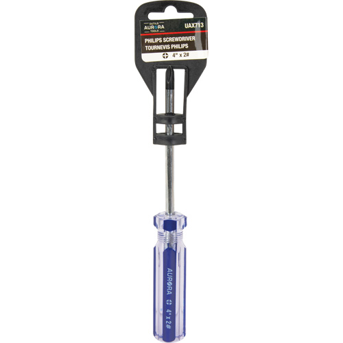 Tournevis Philips bleu transparent avec bandes, #2, Prise Plastique Sidevic Inc.