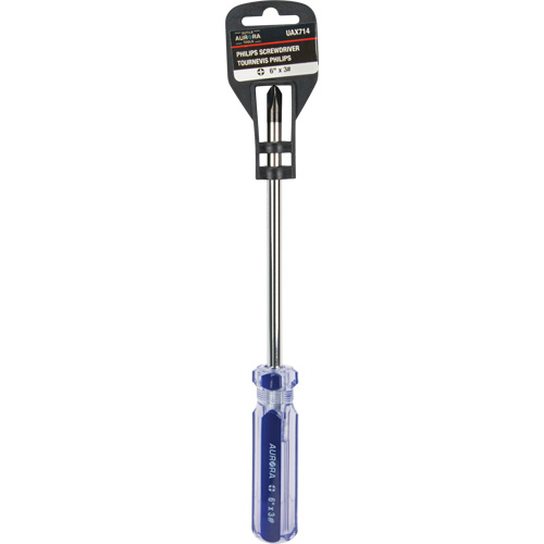Tournevis Philips bleu transparent avec bandes, #3, Prise Plastique Sidevic Inc.