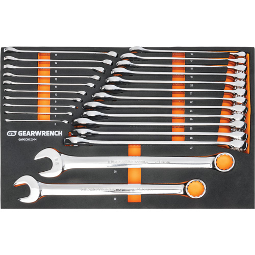 12-Point Long Pattern Combination Metric Wrench Set in Foam Storage Tray, Open-Ended, 24 Pieces, Metric Sidevic Inc.
