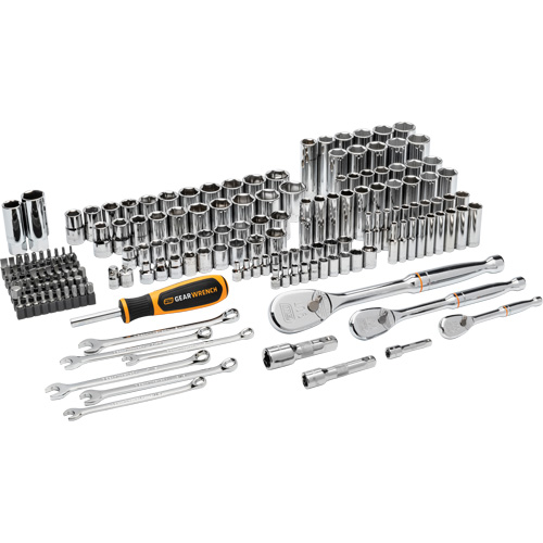 Jeu d'outils manuels pour m&eacute;canicien 90T SAE/MM avec prises 1/4", 3/8” & 1/2" Sidevic Inc.