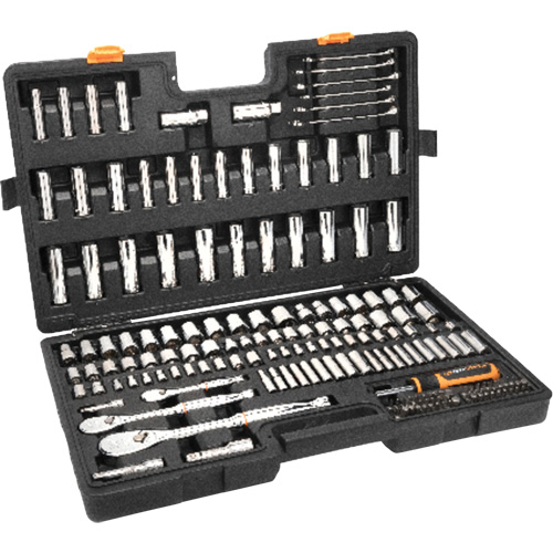 Jeu d'outils manuels pour m&eacute;canicien 90T SAE/MM avec prises 1/4", 3/8” & 1/2" Sidevic Inc.