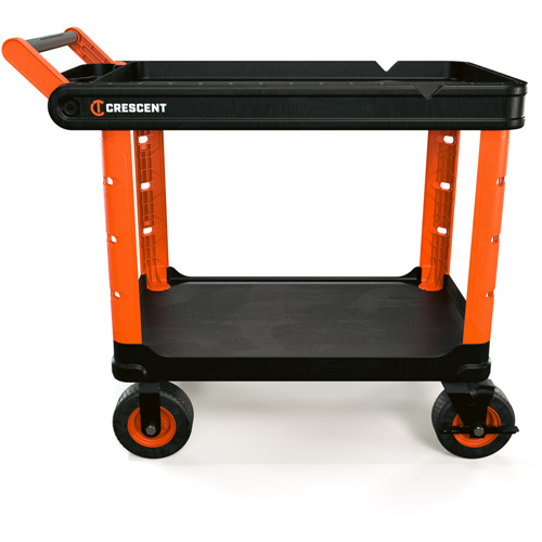 Chariot utilitaire industriel &agrave; 2 tablettes RAILWORKS avec roulettes de 8", 47" lo x 24-1/2" la x 37-4/5" h, Noir/Orange Sidevic Inc.