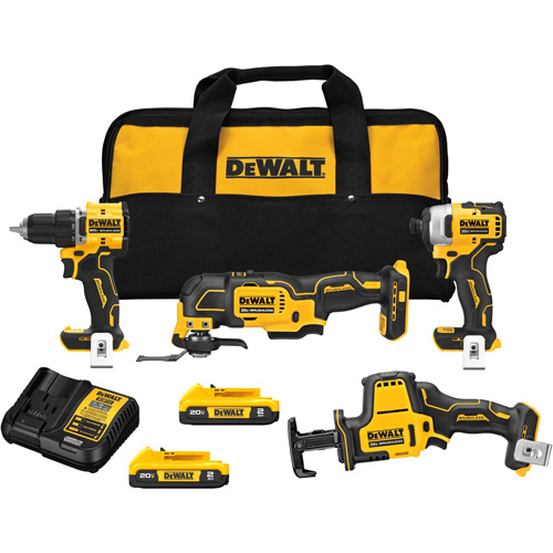 Ensemble quatre outils sans fil  &agrave; moteur sans balai ATOMIC, Lithium-ion, 20 V Sidevic Inc.