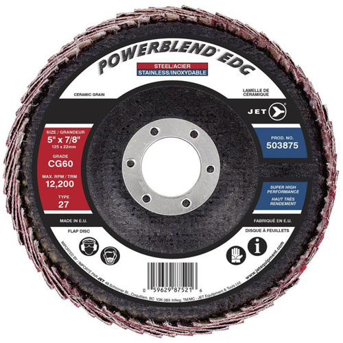 POWERBLEND EDG Curved Edge Flap Disc, 5" x 7/8", Type 27, CG60 Grit, Ceramic Sidevic Inc.