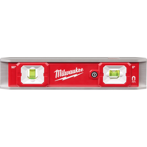 Niveau torpille &eacute;quip&eacute;e de fioles lumineuses, 9" lo, Aluminium, 2 fioles, Magn&eacute;tique Sidevic Inc.