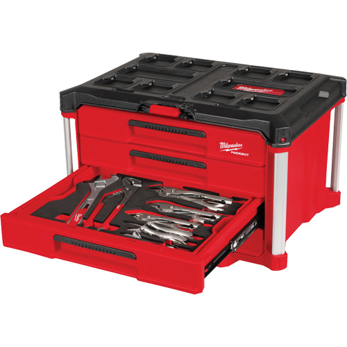 64-Piece Hand Tool Set with PACKOUT 4 Drawer Tool Box, 16-3/10" x 22-1/5" x 14-3/10", Black/Red Sidevic Inc.