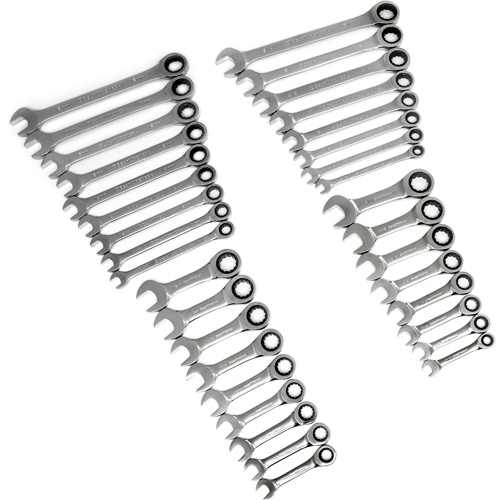72-Tooth 12 Point Standard & Stubby Wrench Set, Ratcheting Combination, 34 Pieces, Imperial and Metric Sidevic Inc.