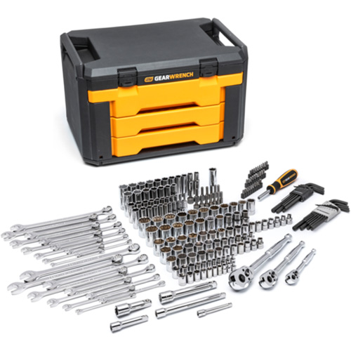 Jeu d'outils pour m&eacute;canicien dans boîte de rangement &agrave; trois tiroirs Sidevic Inc.