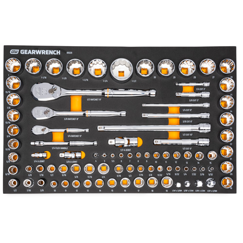 1/4", 3/8" & 1/2" 90-Tooth SAE/Metric Mechanics Tool Set with Foam Storage Tray Sidevic Inc.