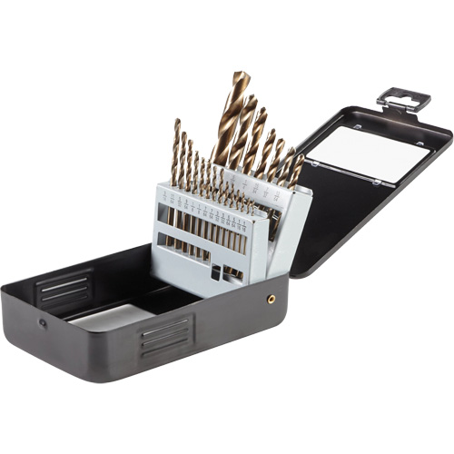 Jeu de forets en oxyde d'or, 21 morceaux, Acier rapide Sidevic Inc.