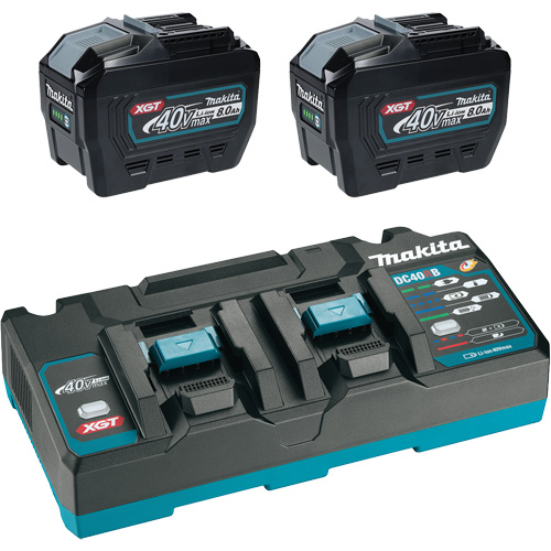 XGT Dual Port Rapid Charger Starter Kit with (2) 8 Ah Batteries, 40 V, Lithium-Ion Sidevic Inc.